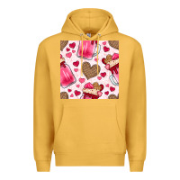 Mustard valentines day milkshake seamless pattern Premium Hoodie - BundleAndBundleShop