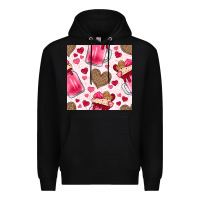 Black valentines day milkshake seamless pattern Premium Hoodie - BundleAndBundleShop