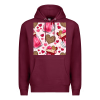 Burgundy valentines day milkshake seamless pattern Premium Hoodie - BundleAndBundleShop