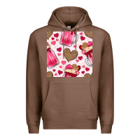 Chestnut valentines day milkshake seamless pattern Premium Hoodie - BundleAndBundleShop