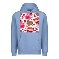 Colony Blue valentines day milkshake seamless pattern Premium Hoodie - BundleAndBundleShop
