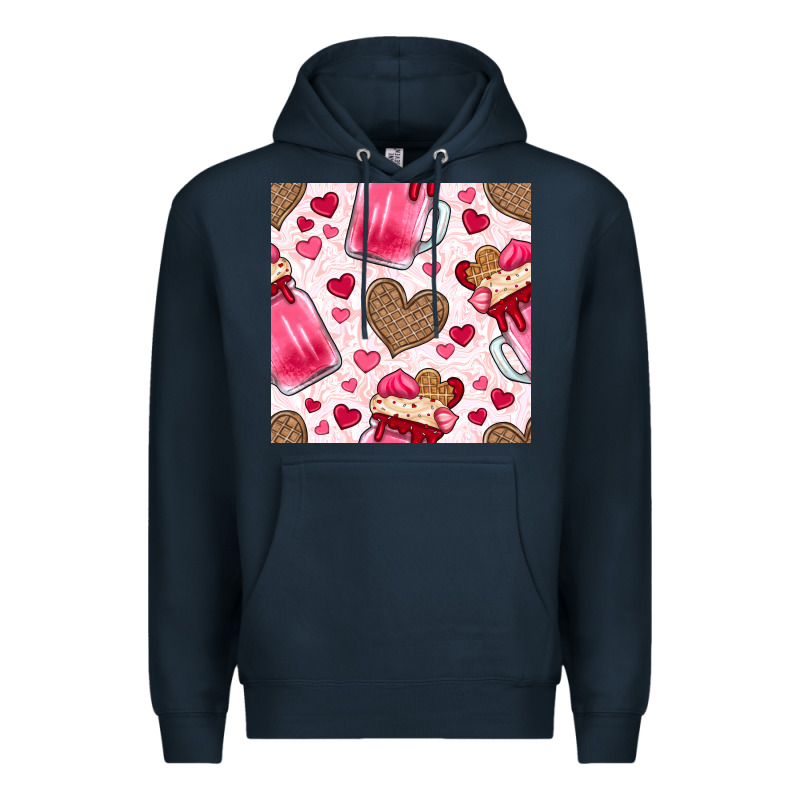 Valentines Day Milkshake Seamless Pattern Premium Hoodie by BundleAndBundleShop | Teevron