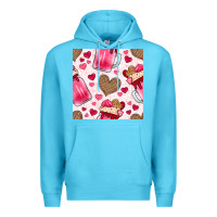 Ocean Blue valentines day milkshake seamless pattern Premium Hoodie - BundleAndBundleShop