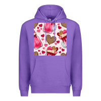 Purple valentines day milkshake seamless pattern Premium Hoodie - BundleAndBundleShop