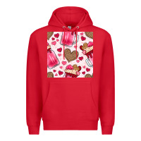 Red valentines day milkshake seamless pattern Premium Hoodie - BundleAndBundleShop