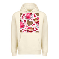 Sandshell valentines day milkshake seamless pattern Premium Hoodie - BundleAndBundleShop