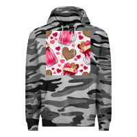 Slate Camo valentines day milkshake seamless pattern Premium Hoodie - BundleAndBundleShop