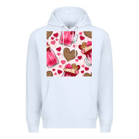 White valentines day milkshake seamless pattern Premium Hoodie - BundleAndBundleShop