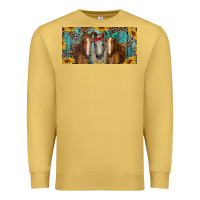Antique Gold horses with leopard and sunflowers Premium Sweatshirt - RanaPortraitStore