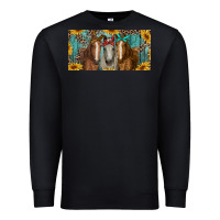 Black horses with leopard and sunflowers Premium Sweatshirt - RanaPortraitStore