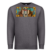 Charcoal Heather horses with leopard and sunflowers Premium Sweatshirt - RanaPortraitStore
