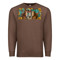 Chestnut horses with leopard and sunflowers Premium Sweatshirt - RanaPortraitStore