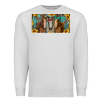 Dove Grey horses with leopard and sunflowers Premium Sweatshirt - RanaPortraitStore
