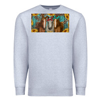 Heather Grey horses with leopard and sunflowers Premium Sweatshirt - RanaPortraitStore