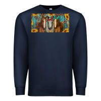Navy horses with leopard and sunflowers Premium Sweatshirt - RanaPortraitStore