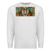 Oatmeal Heather horses with leopard and sunflowers Premium Sweatshirt - RanaPortraitStore