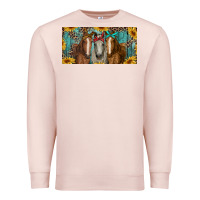Pale Pink horses with leopard and sunflowers Premium Sweatshirt - RanaPortraitStore