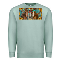 Seafoam horses with leopard and sunflowers Premium Sweatshirt - RanaPortraitStore