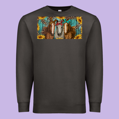 Premium Sweatshirt horses with leopard and sunflowers
