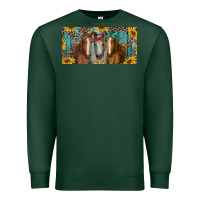 Sports Green horses with leopard and sunflowers Premium Sweatshirt - RanaPortraitStore