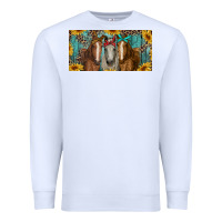 White horses with leopard and sunflowers Premium Sweatshirt - RanaPortraitStore