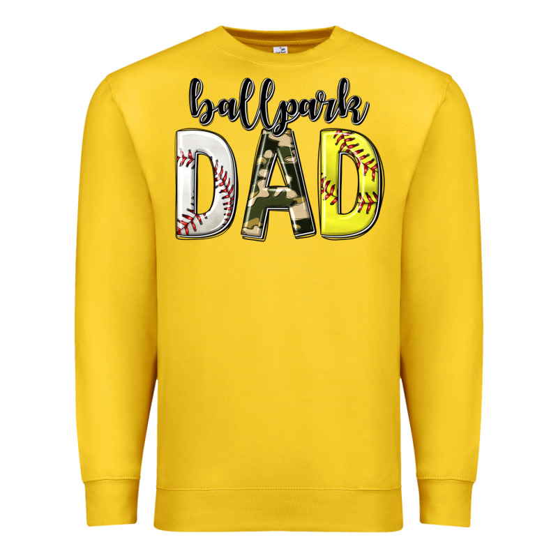 Ballpark Dad With Softball And Baseball Premium Sweatshirt by texasbilliewilder | Teevron