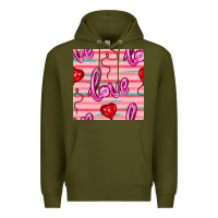 Army Green valentines day heart and love balloons seamless pattern Premium Hoodie - BundleAndBundleShop