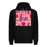 Black valentines day heart and love balloons seamless pattern Premium Hoodie - BundleAndBundleShop