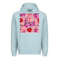 Blue Mist valentines day heart and love balloons seamless pattern Premium Hoodie - BundleAndBundleShop