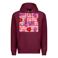 Burgundy valentines day heart and love balloons seamless pattern Premium Hoodie - BundleAndBundleShop