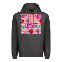Charcoal Heather valentines day heart and love balloons seamless pattern Premium Hoodie - BundleAndBundleShop