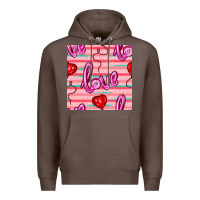 Coffee valentines day heart and love balloons seamless pattern Premium Hoodie - BundleAndBundleShop