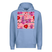 Colony Blue valentines day heart and love balloons seamless pattern Premium Hoodie - BundleAndBundleShop