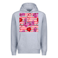 Heather Grey valentines day heart and love balloons seamless pattern Premium Hoodie - BundleAndBundleShop