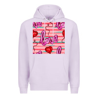 Lilac valentines day heart and love balloons seamless pattern Premium Hoodie - BundleAndBundleShop