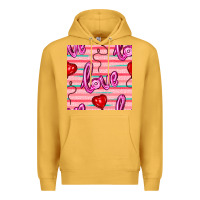 Mustard valentines day heart and love balloons seamless pattern Premium Hoodie - BundleAndBundleShop