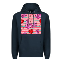Navy valentines day heart and love balloons seamless pattern Premium Hoodie - BundleAndBundleShop