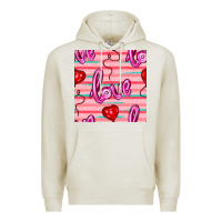 Oatmeal Heather valentines day heart and love balloons seamless pattern Premium Hoodie - BundleAndBundleShop