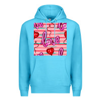 Ocean Blue valentines day heart and love balloons seamless pattern Premium Hoodie - BundleAndBundleShop