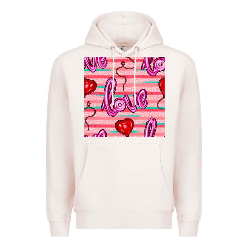 Valentines Day Heart And Love Balloons Seamless Pattern Premium Hoodie by BundleAndBundleShop | Teevron