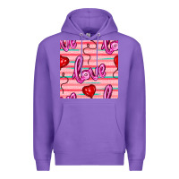 Purple valentines day heart and love balloons seamless pattern Premium Hoodie - BundleAndBundleShop
