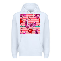 White valentines day heart and love balloons seamless pattern Premium Hoodie - BundleAndBundleShop