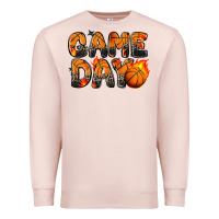 Pale Pink game day basketball leopard Premium Sweatshirt - Zillion Design Studio