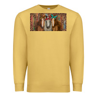 Antique Gold Horses with serape and leopard Premium Sweatshirt - RanaPortraitStore