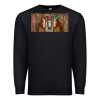 Black Horses with serape and leopard Premium Sweatshirt - RanaPortraitStore