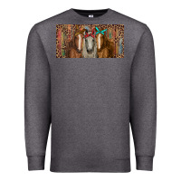 Charcoal Heather Horses with serape and leopard Premium Sweatshirt - RanaPortraitStore