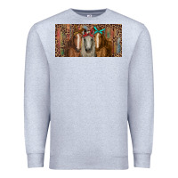 Heather Grey Horses with serape and leopard Premium Sweatshirt - RanaPortraitStore