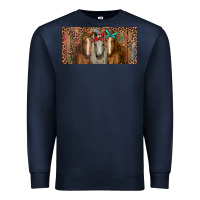 Navy Horses with serape and leopard Premium Sweatshirt - RanaPortraitStore