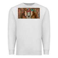 Oatmeal Heather Horses with serape and leopard Premium Sweatshirt - RanaPortraitStore