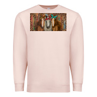 Pale Pink Horses with serape and leopard Premium Sweatshirt - RanaPortraitStore